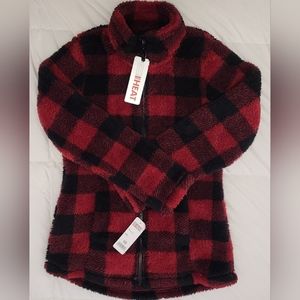 32 Degrees Heat - Red and Black Plaid - Fuzzy Sweater - Size XS